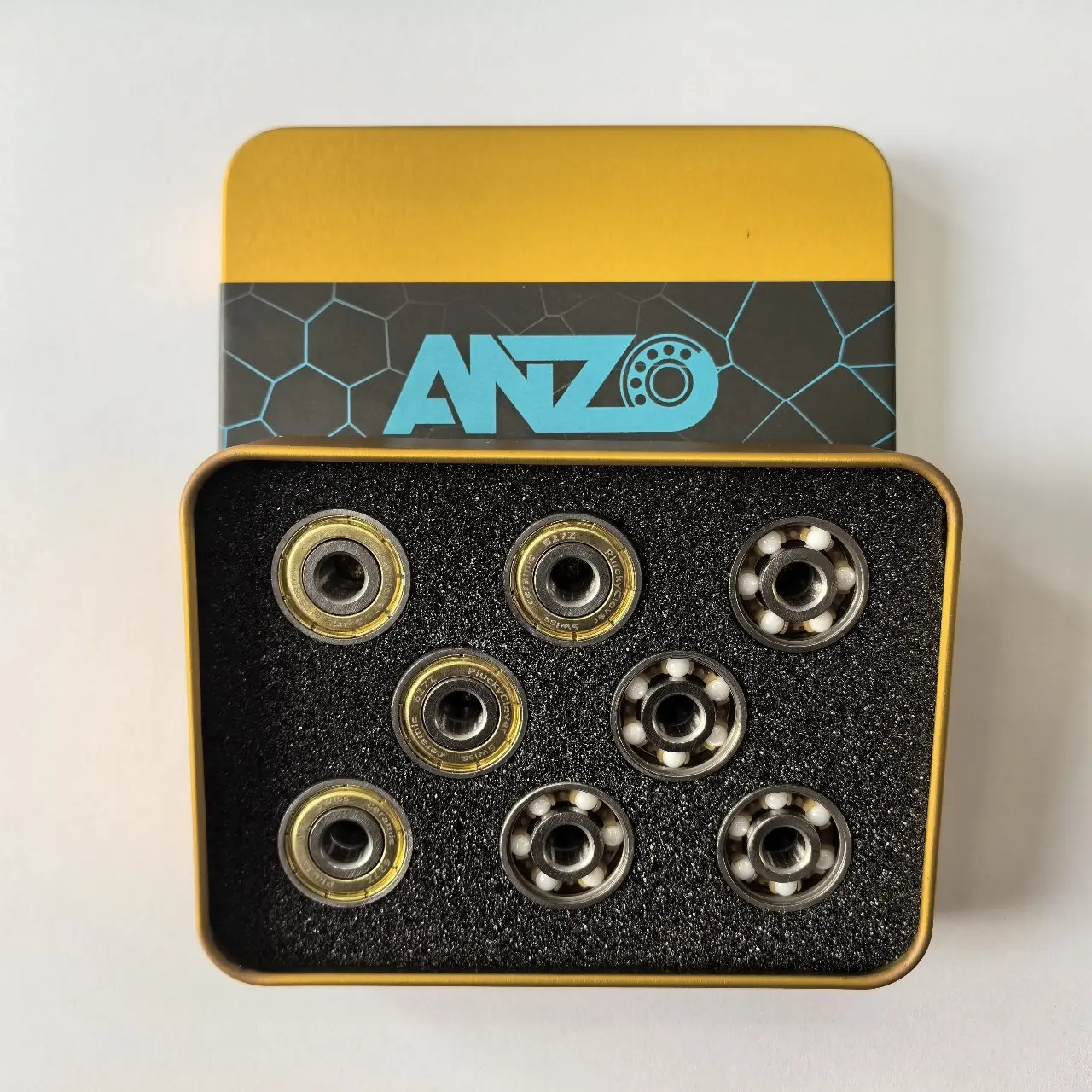 ANZO 627 Roller Skate Ceramic Hybrid Bearings (7x22x7, 16 Pack) - ZrO2 Ceramic Balls, ABEC-11 Rating, 627Z Shielded, Quad Skates Compatible, 7mm Size, Low Friction, Steel-Nylon Construction, Roller Skate Parts