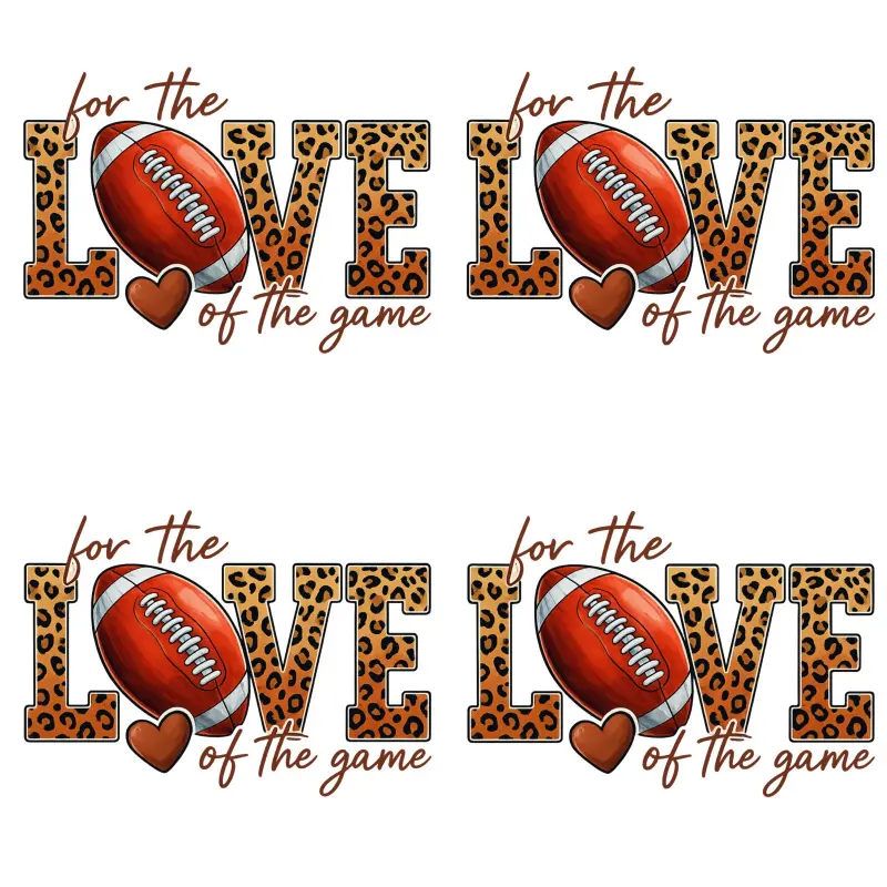 4 Pack Soccer Iron On Patches Leopard Print Football Design Love The Game 4 Team Logo Durable Plastic Heat Transfer Stickers for T Shirts Hats Jeans DIY Crafts