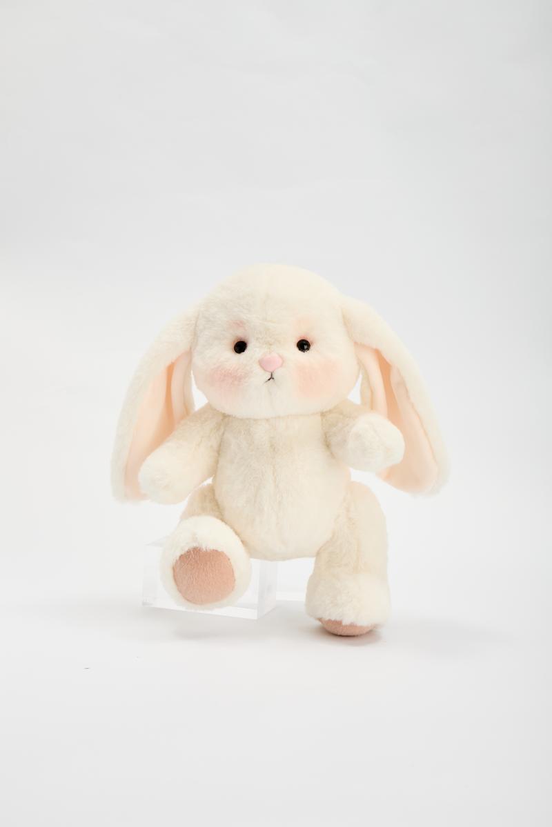 GETAHUG Rosie The White Bunny | Handmade Dointed Stuffed Animal Gift for Girls Teddybear 12 Inches High-Quality Fur Plush Toy with Greeting Card and Gift Box