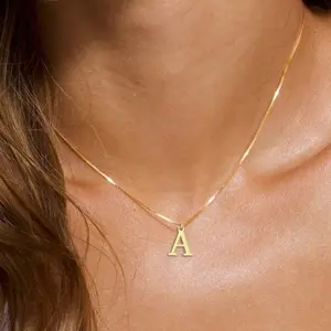 14K Gold Plated A-Z Letter Necklace for Women, Dainty Gold Alphabet Pendant Necklace, Personalized Initial Jewelry, Fashion Gift for Her, Holiday Birthday Present