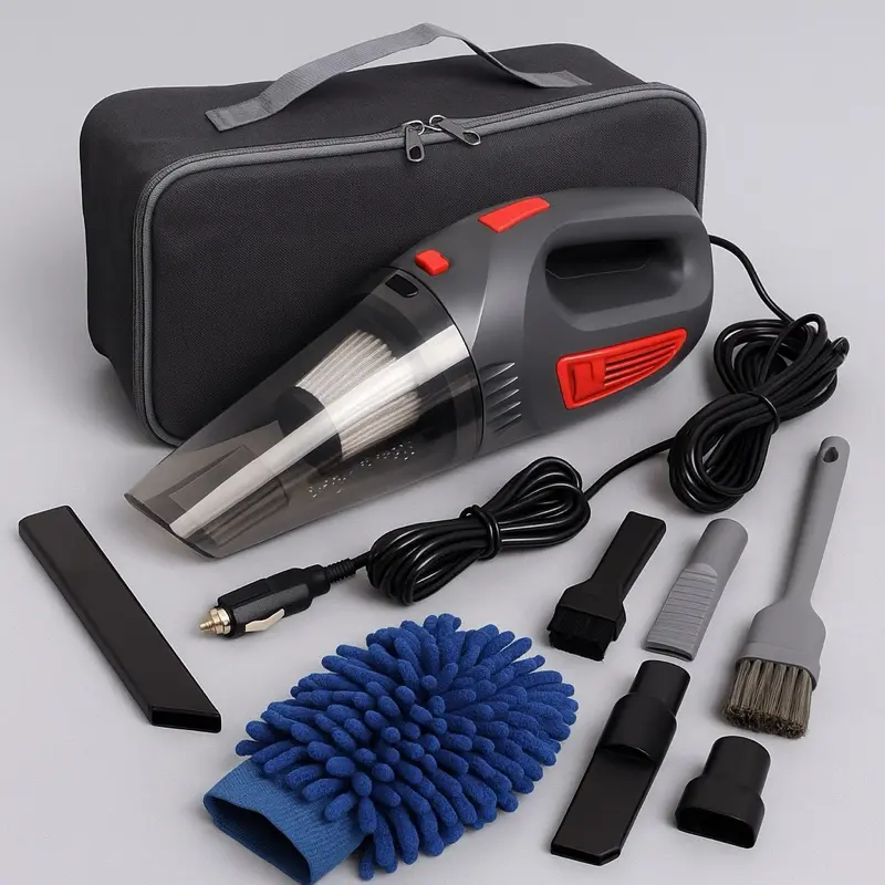 THINKWORK Car Cleaning Kit – High Power Vacuum + 10pc Detailing Set & Storage Bag