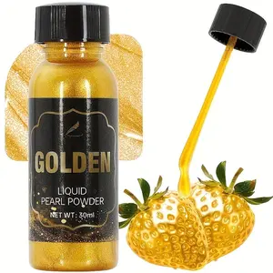 Golden edible pigment metallic glitter paint, 30ml (36g), for cake baking decoration, fruit frosting, and upgrading the color. Suitable for donuts and fudge (brush included). Can be used for Christmas, Halloween, Easter, and birthday dessert decorations.