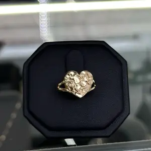 14K Gold Nugget Heart ring