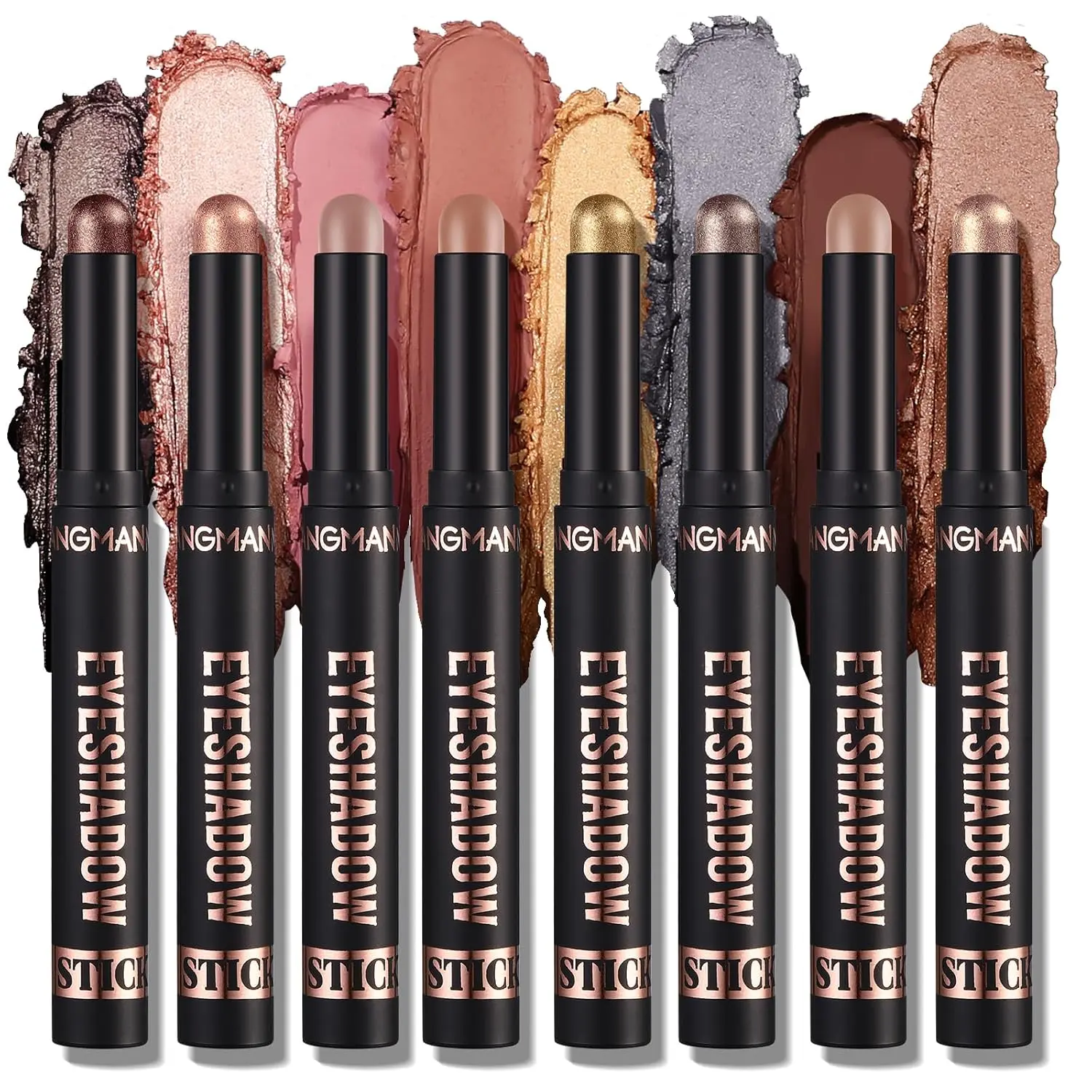 Cream Eyeshadow Stick Gift Set, 8 PCS Soft Smooth Matte Earth & Bright Metal Color Contour Sticks, Waterproof & Long-Lasting