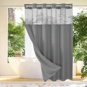 Waffle-Pattern Shower Curtain, Modern Waterproof Bathroom Curtain, Bathroom Accessory for Home, Hotel, Salon & Dormitory Decor.Household Items