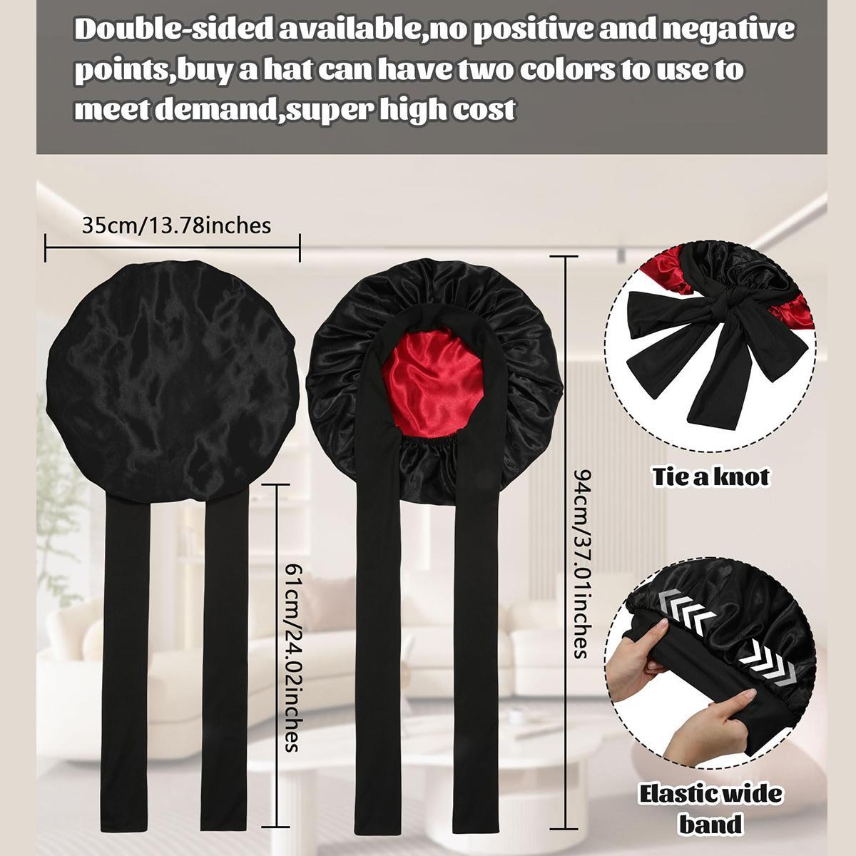 AWAYTR Reversible Satin Bonnet for Women Silk-Like Bonnets for Sleeping Hair Care Bonnet with Elastic Tie Band TikTokShopBlackFriday Double Layer Sleep Cap Hair Wrap