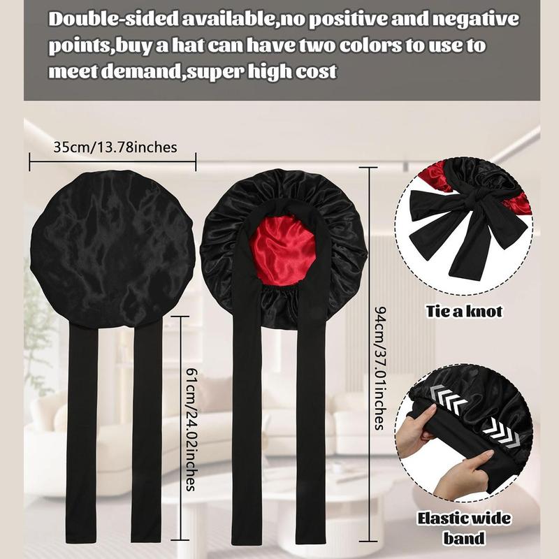 AWAYTR Reversible Satin Bonnet for Women Silk-Like Bonnets for Sleeping Hair Care Bonnet with Elastic Tie Band TikTokShopBlackFriday Double Layer Sleep Cap Hair Wrap