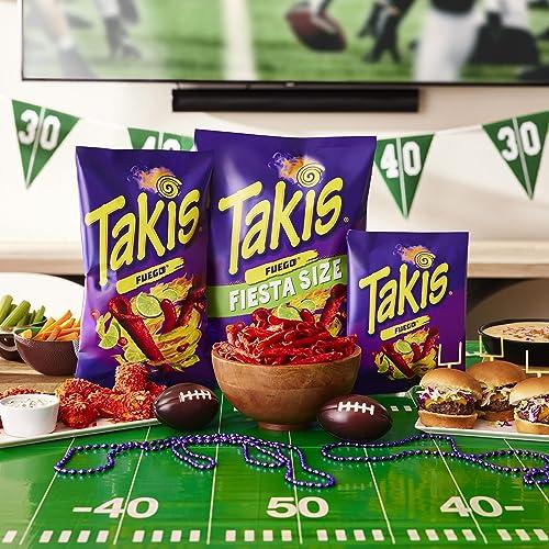 Takis Fuego 17 oz Fiesta Size Bag, Hot Chili Pepper & Lime Flavored Extreme Spicy Rolled Tortilla Chips