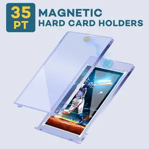 Magnetic Card Holders, 35pt One Touch Card Holder, U-V Protection Hard Plastic Case for Trading Cards, Display Case for Sports, Baseball, Football, Game Cards