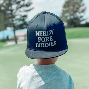 Nerdy Fore Birdies Youth Snapback Flat Bill Trucker Hat