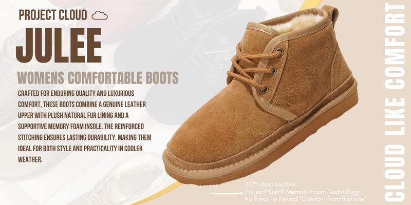 Project Cloud Women's | 100% Genuine Suede Ankle Boots | Memory Foam | Lightweight | Non-Slip - Julee