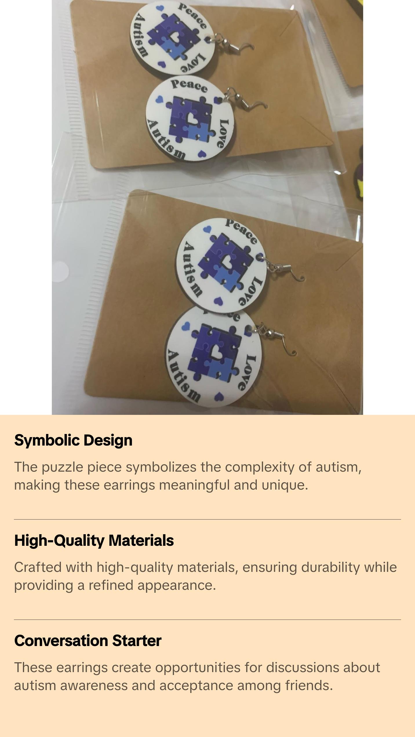 Autism Puzzle Piece Earrings