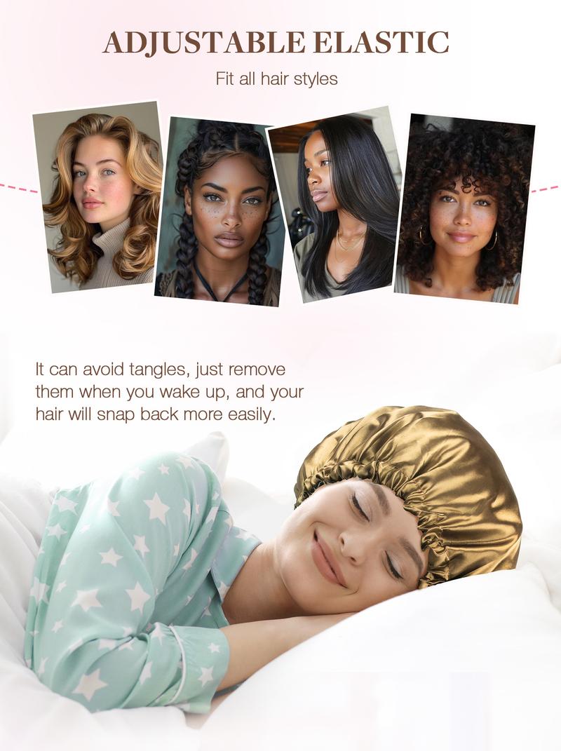 GOOGOO Adjustable Band Satin Bonnet For Sleeping & Hair Care Shower