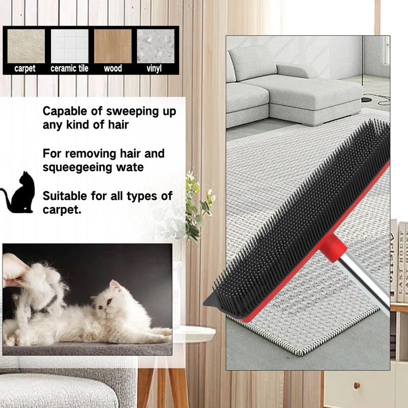 Multi-Functional Pet Hair Removal Broom with Squeegee Edge Adjustable Long Handle Soft Bristles for Indoor Outdoor Multi-Surface Carpet Cleaning Tool Shedding Grooming Kit Multi-Functional Pet Hair Removal Broom with Squeegee Edge Adjustable Long Handle Soft Bristles for Indoor Outdoor Multi-Surface Carpet Cleaning Tool Shedding Grooming Kit