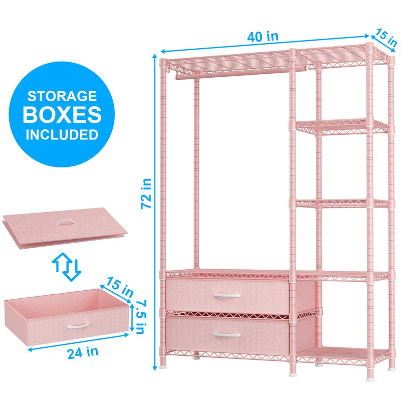 [New Year Clearance Sale]Ulif Extra Large Clothes Rack, Heavy Duty Garment, Freestanding Portable, Organiser Hanging Clothes Wardrobe, 89.8'' W x 15.8" D x 76.4" H, Black Furniture Storage Organization Closet