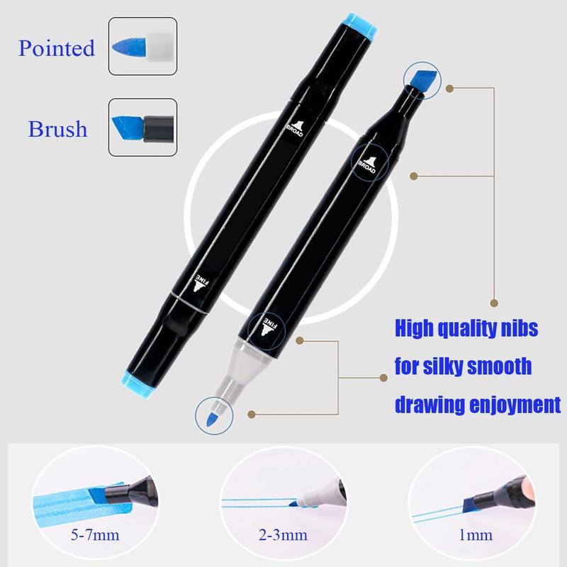 262 168 120 Alcohol Based Marker Set Rich Color Palette Quick Dry Waterproof Dual Tips Ideal for Sketching Drawing Anime Industrial Design Fashion Illustration Perfect for Halloween Christmas 2026 New Year Gift Artist Bundle Art Supplies