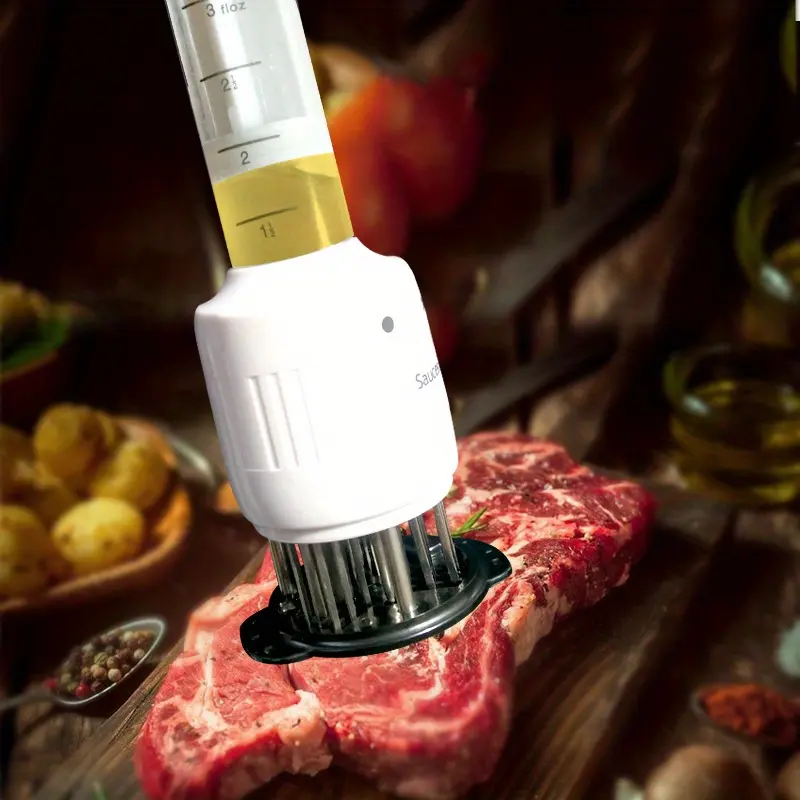 Sauce Injector - A convenient tool for making perfectly tender steaks, use top-grade meat injectors to soften and season, easily inject various sauces to enhance meat flavor, easy to clean and store, suitable for home and professional chefs use