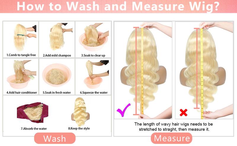 Hot Star 613 Body Wave 13x6 Lace Front Wig Human Hair Straight Blonde HD Transparent Lace Frontal Wig for Women Pre Plucked with Baby Hair 180% Density