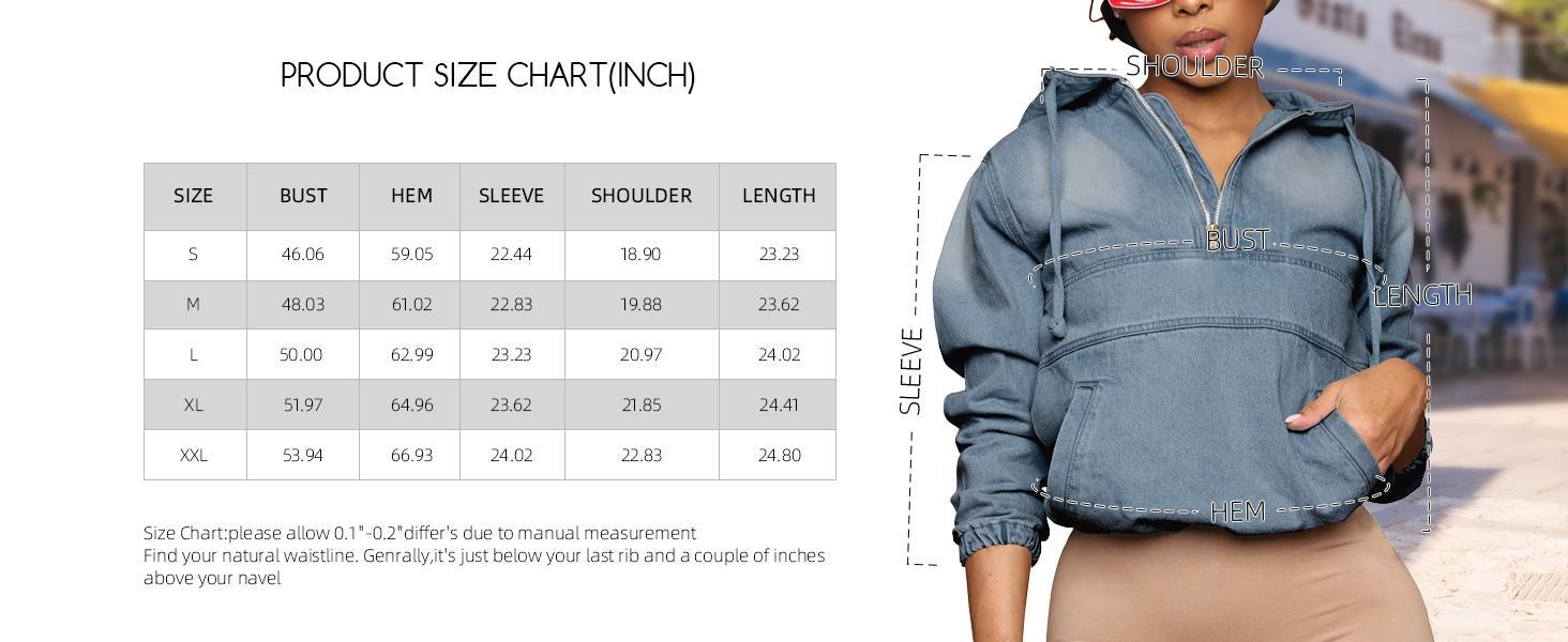 2026 Women's Half Zip Denim Hoodie Pullover Jackets Jean Tops