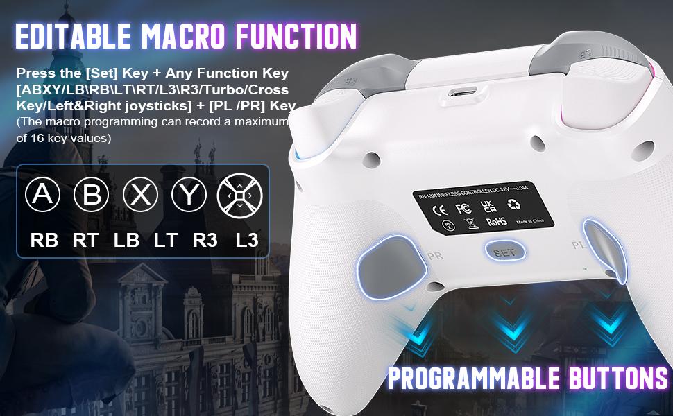 Xbox One Wireless WIFI Controller RH-1025 for Xbox One/Series X|S Windows 10/11 with 2.4GHZ Game Joystick Hybrid D-Pad RGB Lighting Turbo Function 3.5mm Audio