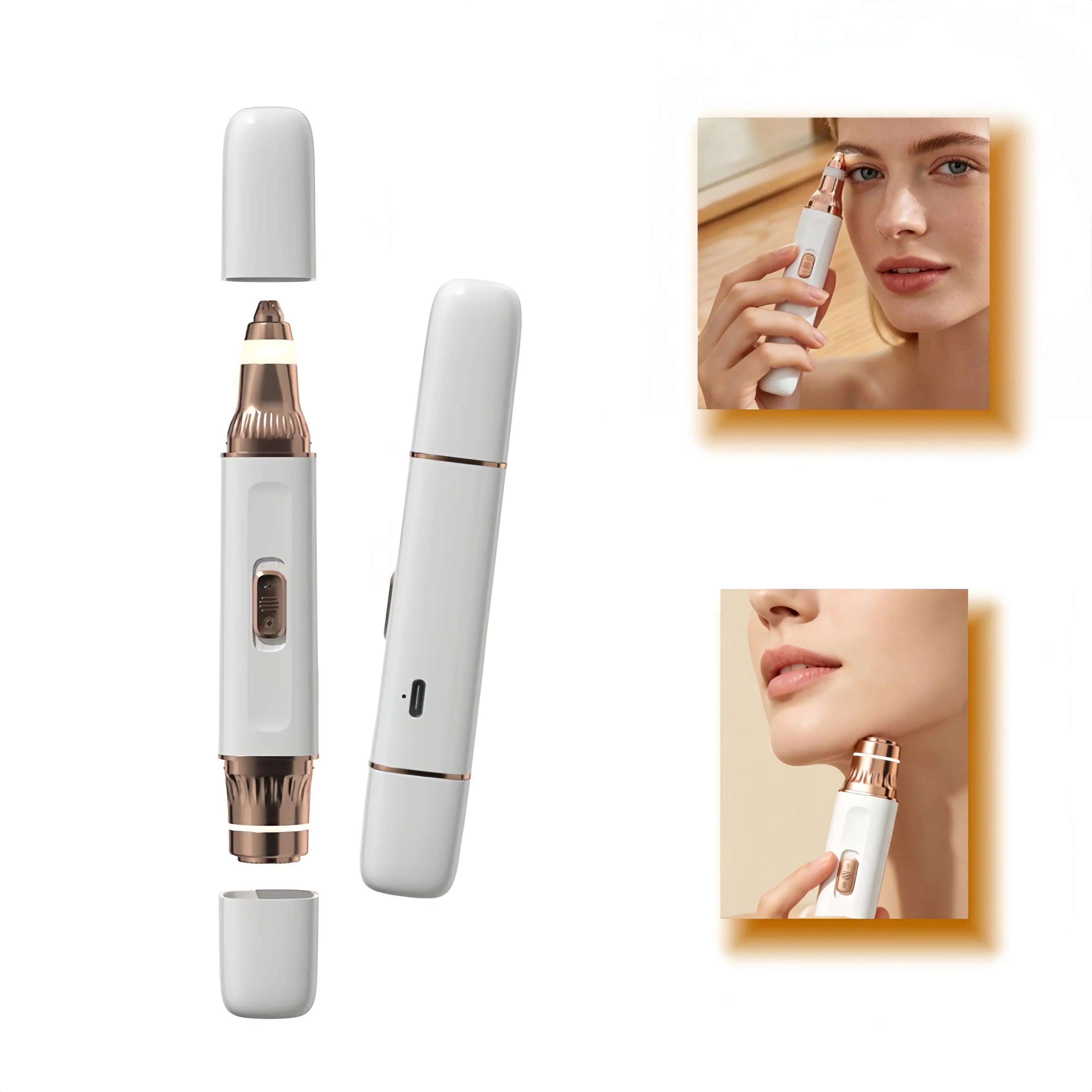 2 in 1 facial & eyebrow hair trimmer for Women, Rechargeable Face Razor, Lip & Peach Fuzz Remover, Precision Eyebrow Shaper, Portable Painless Hair Removal Tool,back to school,back to school haul