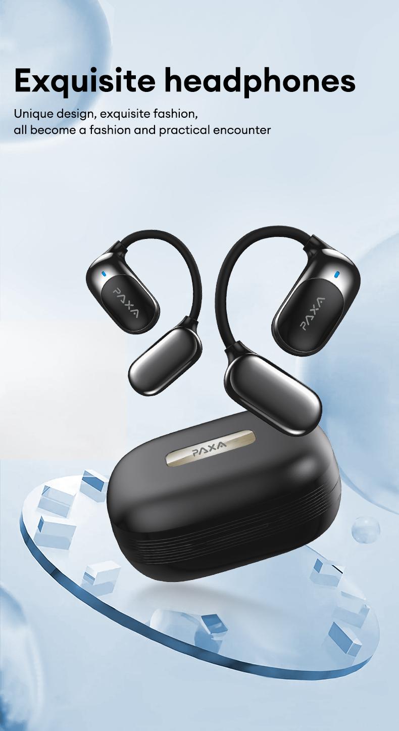 PAXA KC09 with Built-in 169-Language Translation Wireless Headphones with Electroplated Ear Hook Design – Comfortable, Great Sound, Bluetooth 5.4 Flash Connection, Wireless Earbuds for Music and Calls