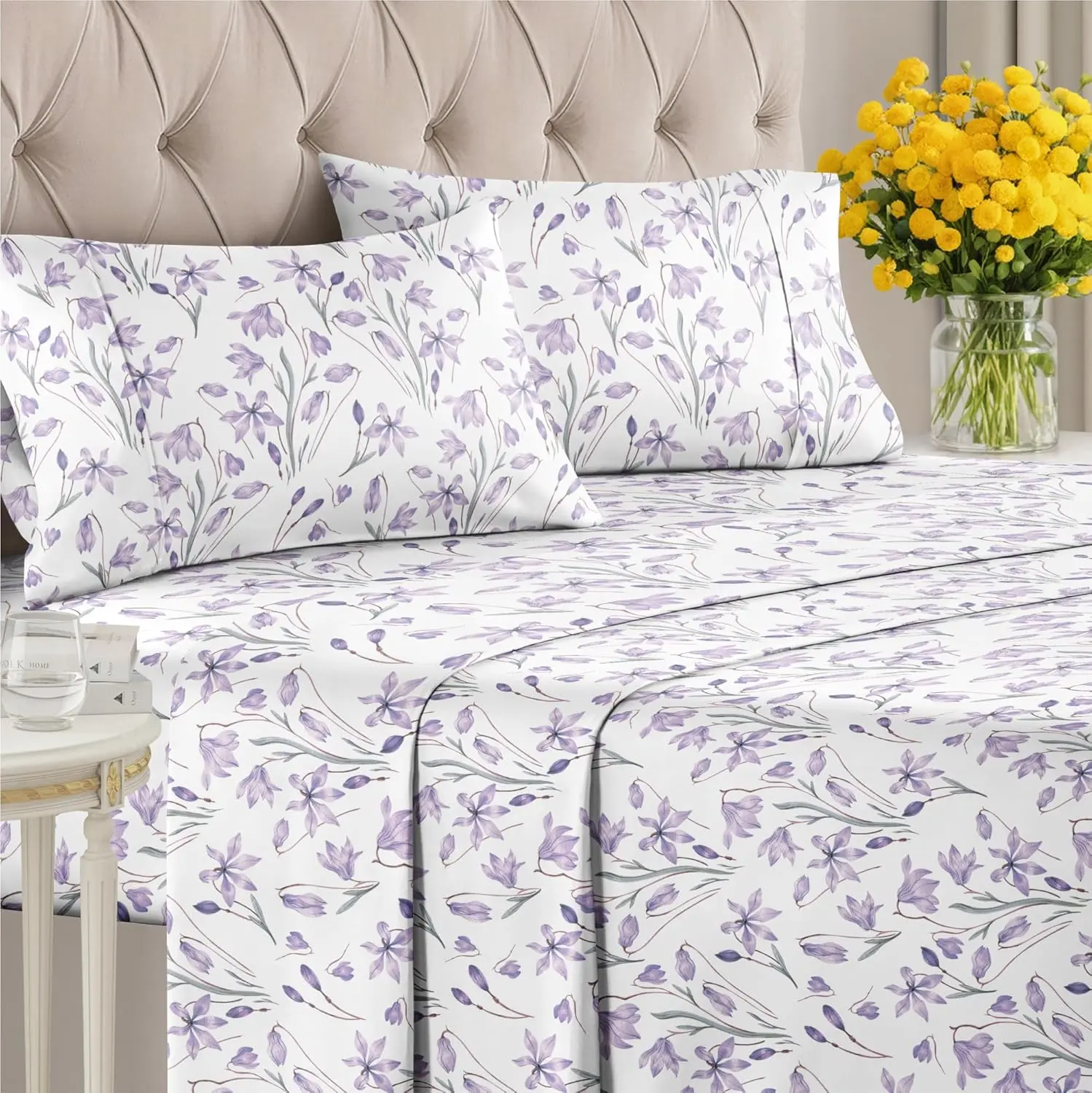 CGK | Bloom Collection Sheet Set – Ultra Soft with Deep Pockets, Wrinkle-Free, Stylish Flower Prints Bed Linens