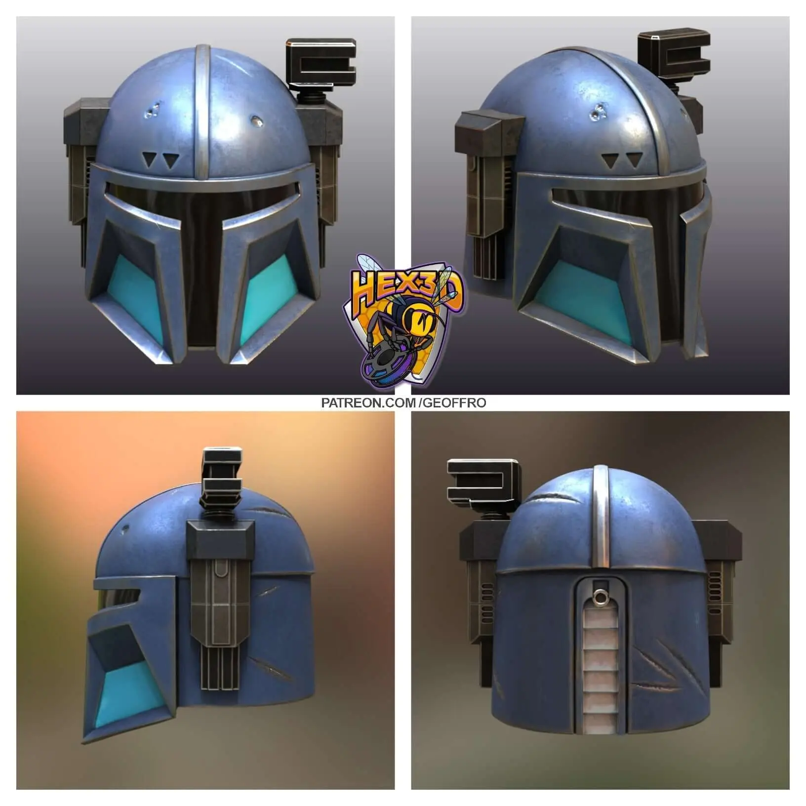 Border3D LLC Cosplay Helmet Unisex 2 Geoffro Hex3d Design Lightweight Armor Prop PLA+ 3D Printed Custom Commission Helmets