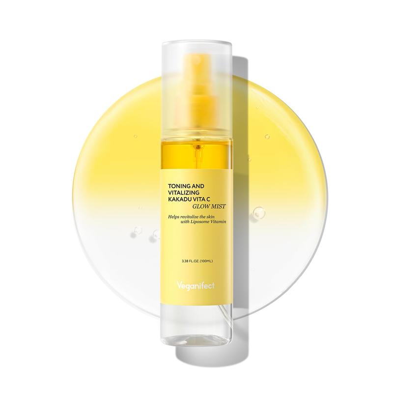 VEGANIFECT Vitamin C Glow Mist for Radiant Skin, Hydrating Serum Mist with Niacinamide & Glutathione, Korean Vegan Skincare, 3.38 Fl Oz
