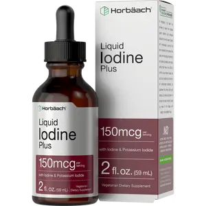 Horbäach Iodine Liquid Drops | 2 fl oz | 150 mcg | Iodine & Potassium Iodide Liquid Tincture | Vegetarian, Non-GMO, Gluten Free Supplement