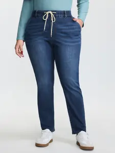 【Summer Turn-Up】【Tummy control】BlOOMCHIC Plus Size Pull-On Stretchy Boyfriend Jeans [M-6X] 2026 Summer Pick for Mother's Day