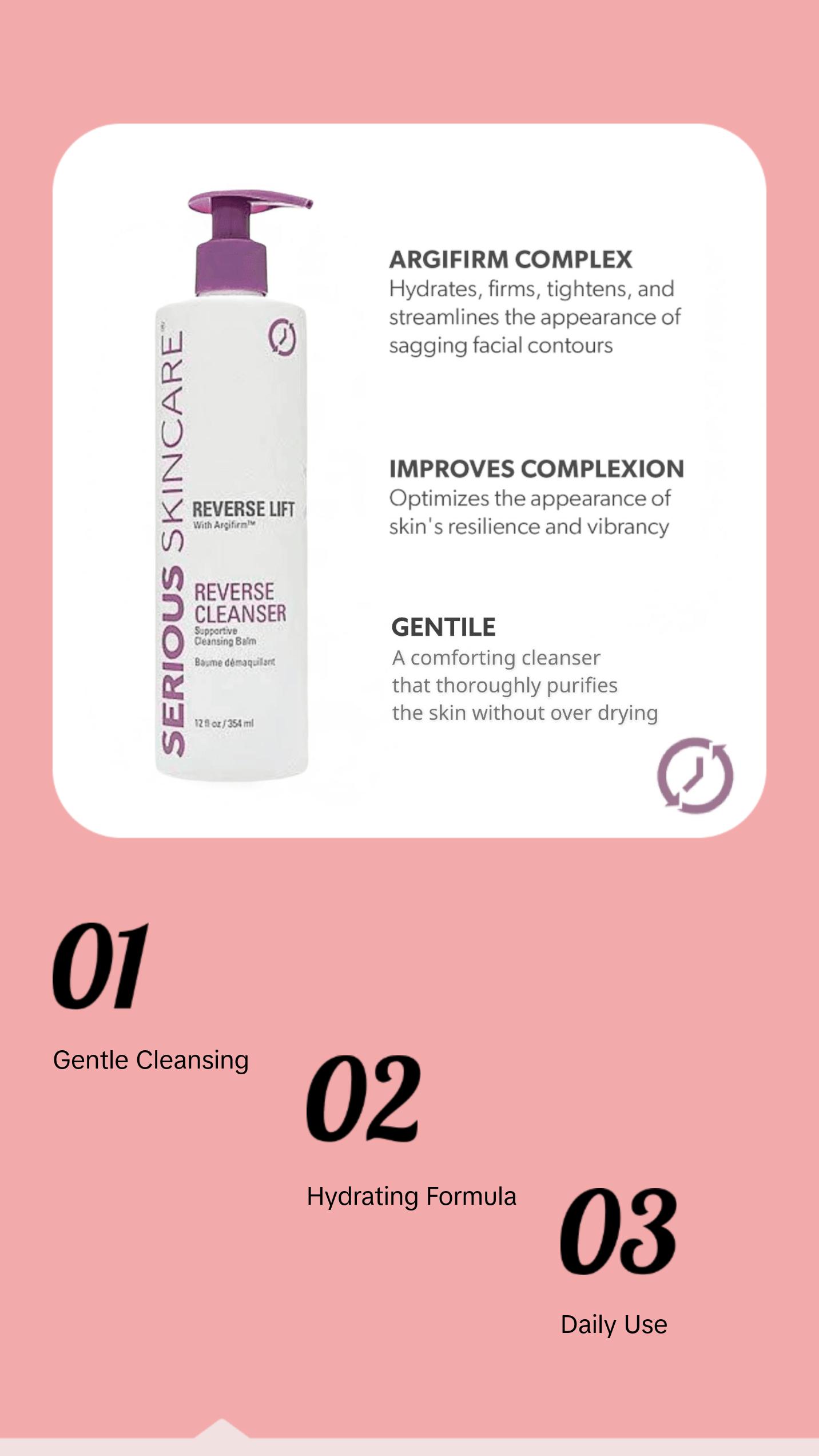 Serious Skincare Reverse Lift Facial Cleanser Balm - Gentle Makeup Remover, Skin Hydrator, 12oz Serious Skincare Reverse Lift Facial Cleanser Balm - Gentle Makeup Remover, Skin Hydrator, 12oz