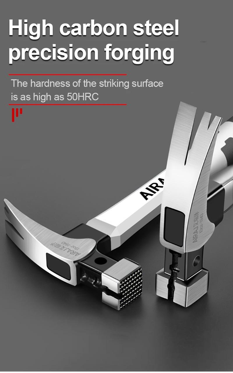 AIRAJ 3/6PCS Heavy-Duty 2-in-1 Horn Hammer Ball Peen Hammer Set - Multi-functional High-Carbon Steel Head Double Groove Design Nail Pull Square Head Safety Feature Portable Hand Tool for Household Industrial Emergency Woodworking and Camping