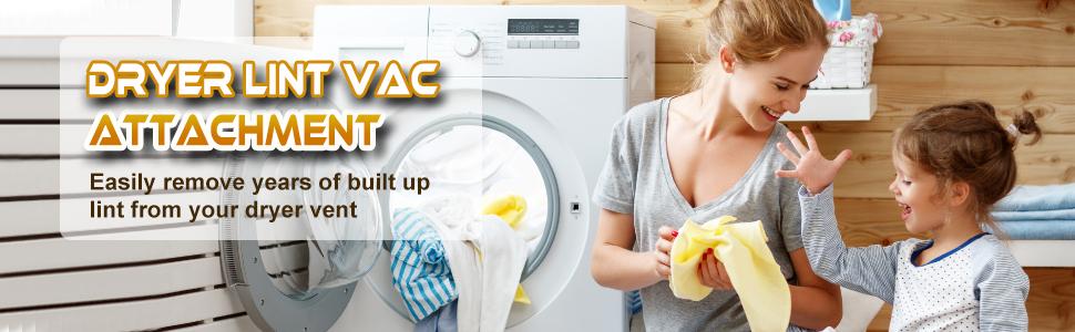 Dryer Vent Cleaner Kit Vacuum Attachment - Multiple Combinations V1 Lint Remover Power Washer and Vacuum Hose Quickly Removes Lint
