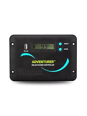 Renogy 30A 12V/24V PWM Solar Charge Controller with LCD Display Flush Mount Design Negative Ground, Compatible with Sealed, Gel, Flooded and Lithium Batteries, Adventurer 30A,black Charger