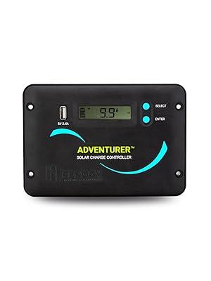 Renogy 30A 12V/24V PWM Solar Charge Controller with LCD Display Flush Mount Design Negative Ground, Compatible with Sealed, Gel, Flooded and Lithium Batteries, Adventurer 30A,black Charger