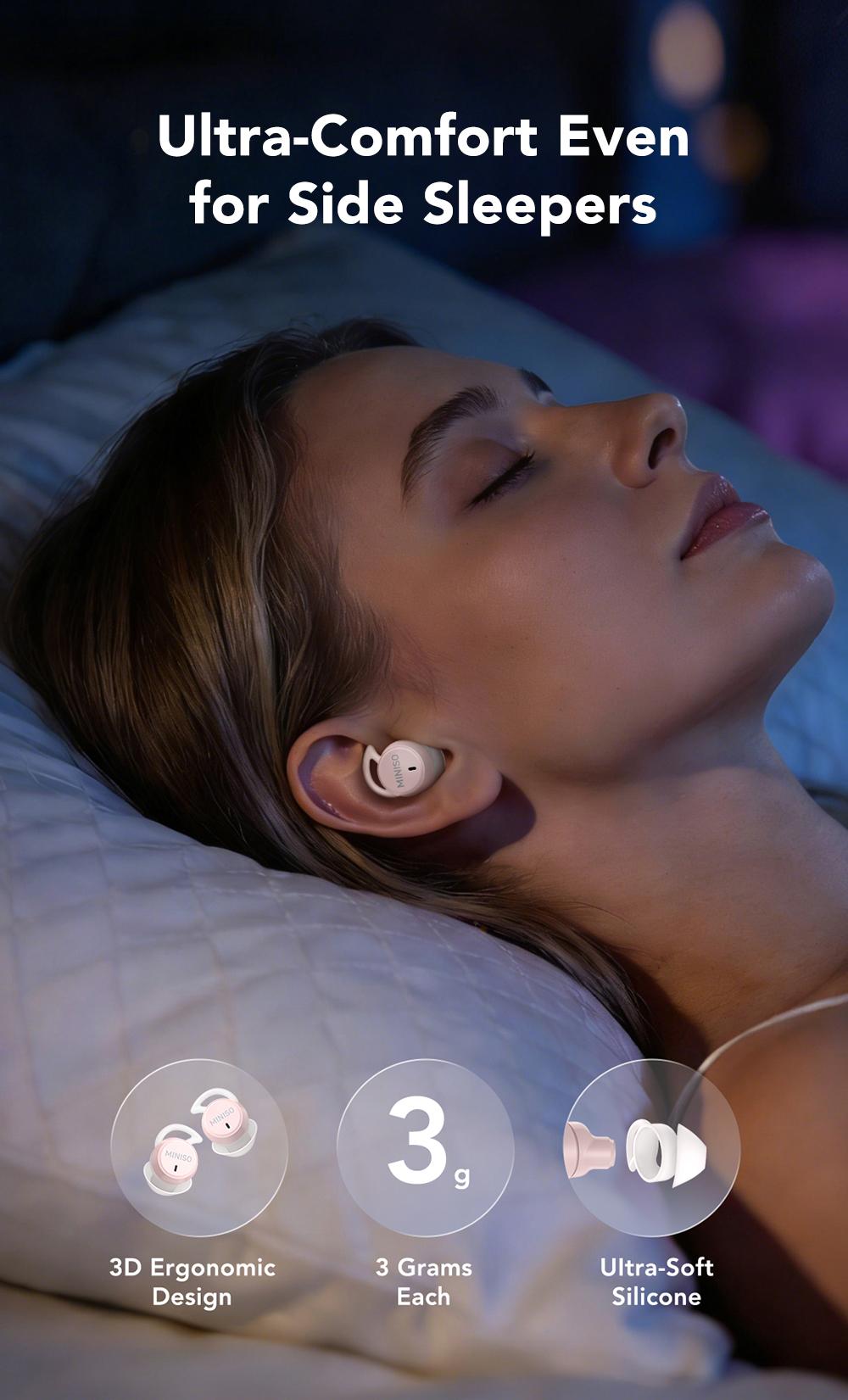 MINISO MS217 Wireless Earbuds Bluetooth 6.0 Headphones, Sleep Earbuds, Waterproof Wireless Earphones, Mini Invisible In Ear Earbuds, Suitable for Office, Sports, Sleeping, Study and Audio Calls, Built in Microphone, Gaming Bluetooth Headphones