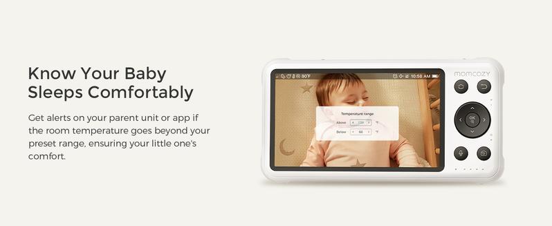 Momcozy Smart WiFi Baby Monitor with Camera and Audio, 5" 1080P Screen with Wall Mount, Motion & Cry Detection, Safe Fence, Clear Night Vision, 5000mAh Battery, 2-Way Talk, Photo & Video Recording