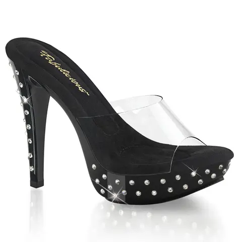 Fabulicious Cocktail-501SDT Women's Ladies Platform Sandal - 5" Heel Rhinestone Slip-On, Casual Summer Evening Comfortable Footwear