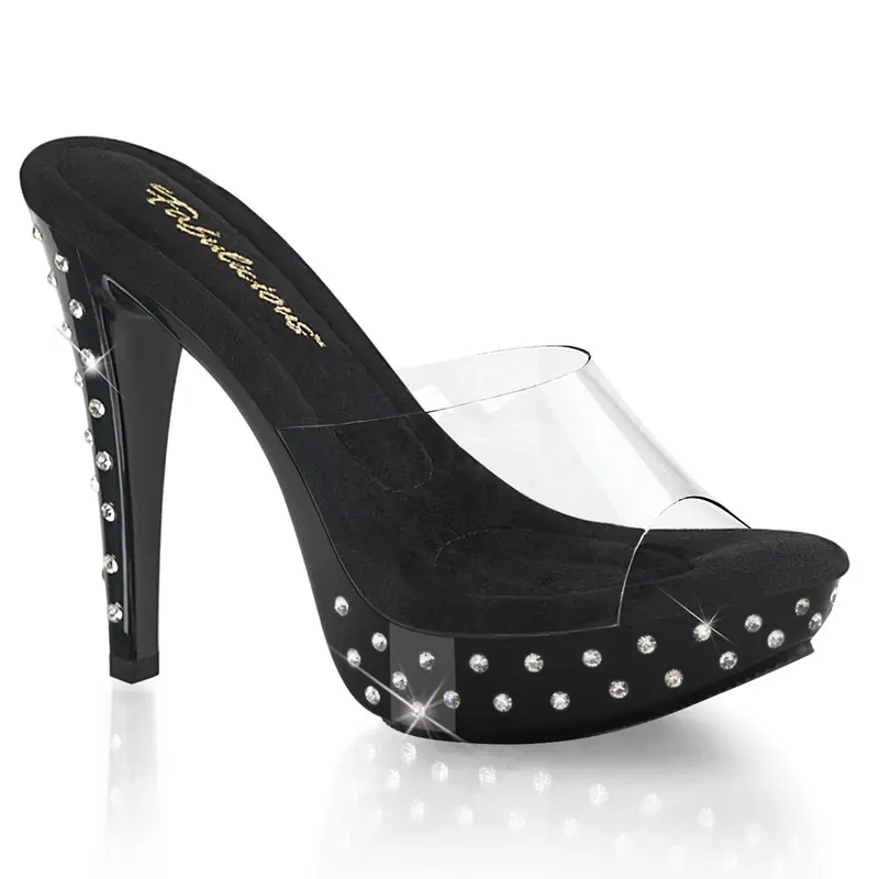 Fabulicious Cocktail-501SDT Women's Ladies Platform Sandal - 5" Heel Rhinestone Slip-On, Casual Summer Evening Comfortable Footwear