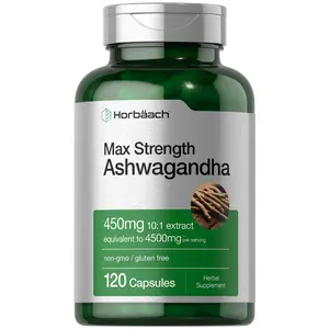 Horbäach Ashwagandha Supplement | Max Strength | 120 Capsules | Non-GMO, Gluten Free