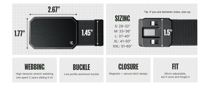 Groove Belt – Modern Stretch Belt for Men, Durable Everyday Comfort – Carbon Fiber / Deep Stone