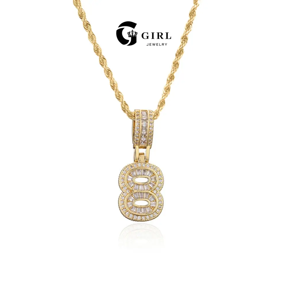 GGIRL Unisex Zircon Digital Number Pendant Necklace - Full Texture, Versatile Length, Anti-Allergic Casual Daily Jewelry, Versatile Accessory for Youth, Anniversary Gift