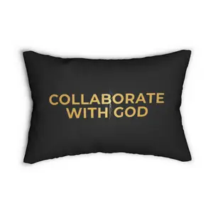 Collaborate With God Lumbar Pillow — Inspirational Faith Accent Pillow