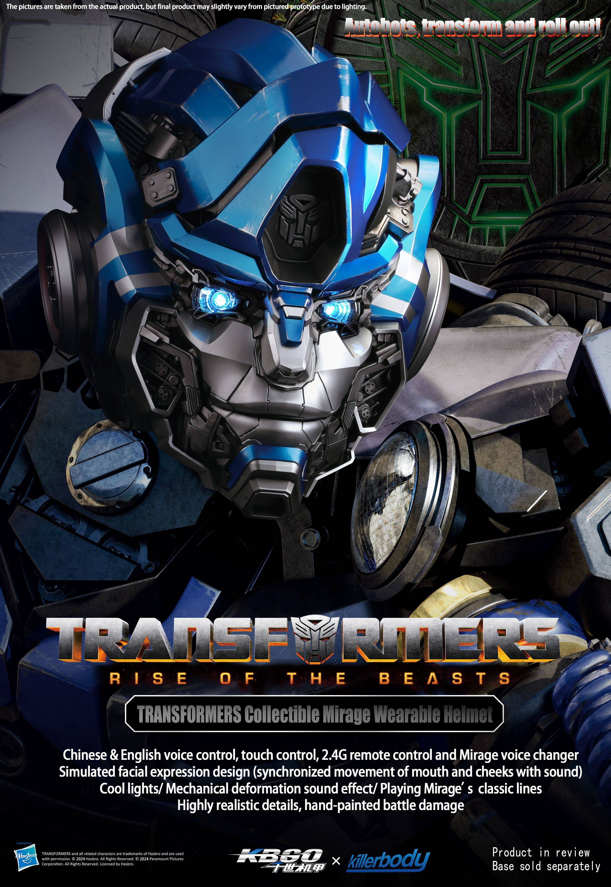 Hasbro TRANSFORMERS: Rise of the Beasts High-End Wearable Mirage Helmet with Eye Feature and Voice Changer - Collectible Figurine Accessory