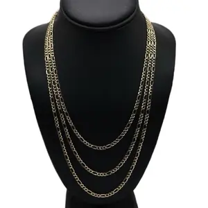 14K Gold Semi Solid Figaro Chain 3.5mm for Everyday Wear Unisex - Stylish Everyday Wear Chain for Men and Women