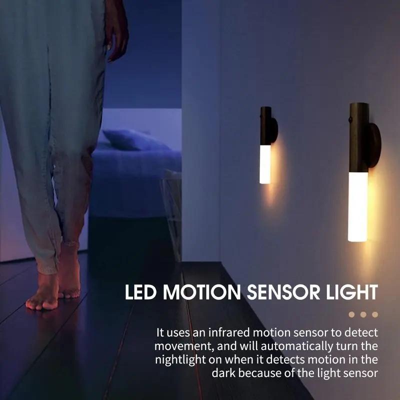 Multifunctional Motion Sensor Night Light LED Rechargeable Magnetic Wall Lamp, Easy Install Portable Wireless Design for Hallway Bedroom Stairs