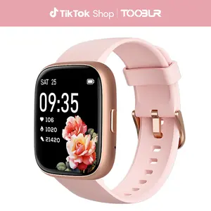 TOOBUR Smart Watch Compatible iOS Android Smart Voice Assistant with BT Answer/Make Calls Sleep Tracking IP68 Waterproof Step Calorie ActivityTracker 100 Sports Fitness Tracker Smartwatch for Men Women Wearable Pink