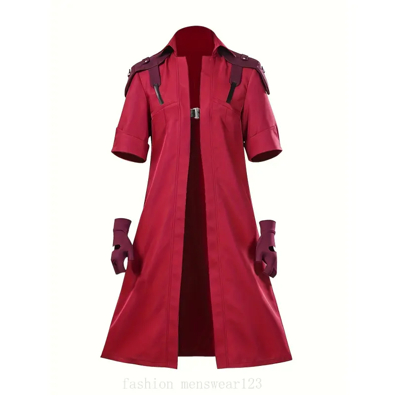 Vibrant Red Hooded Coat Men's Costume with Pockets & Gloves | Machine Washable Role-Play Outfit for Cosplay, Formal Smooth Fabric, Hoodie, Themed Parties, and Events Attire, Essential elevated basics on trend