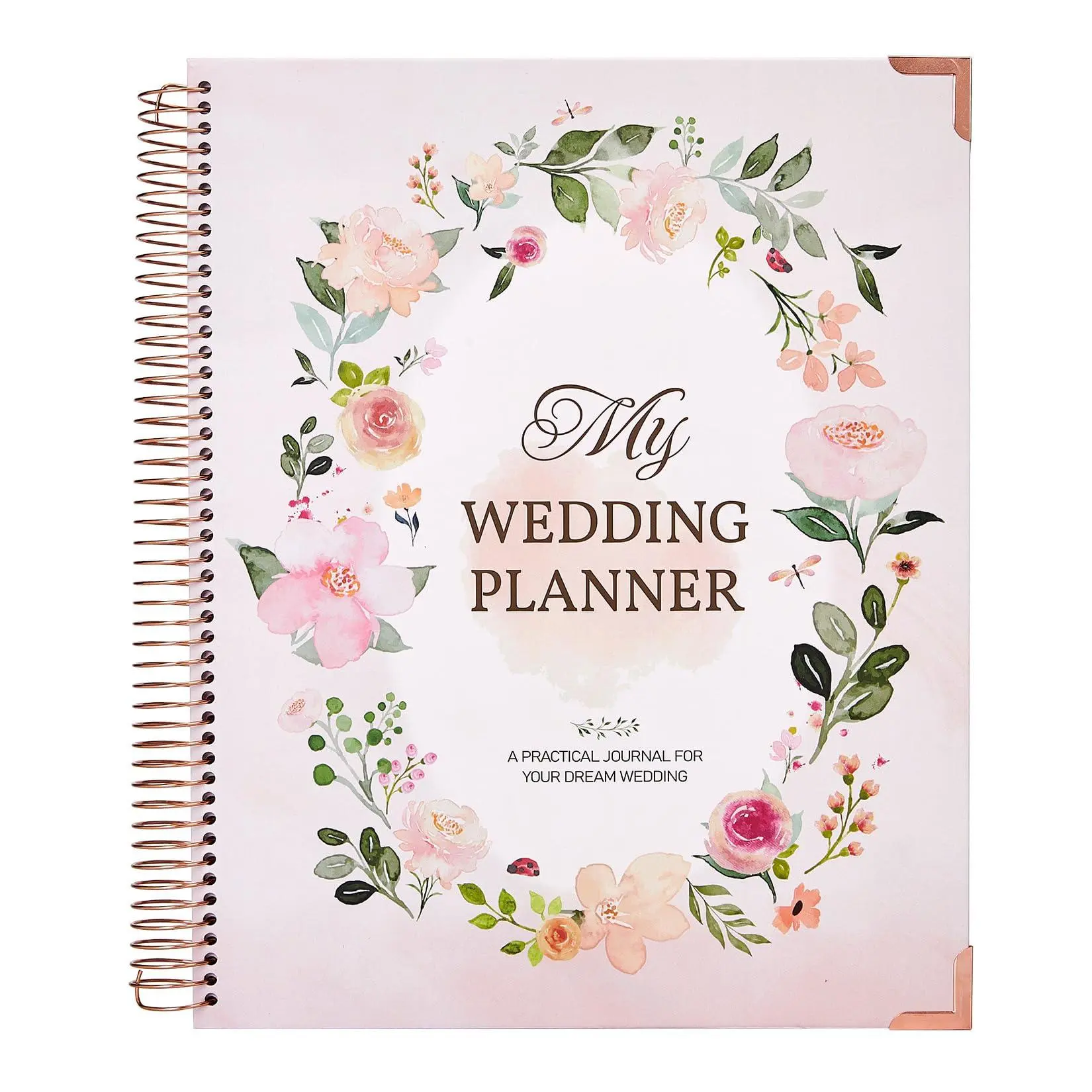Oval Floral Wedding Planner Notebook - A4 Size, 176 Pages Spiral Bound with Dividers & Stickers, Paper Journal for Bridal Budget & Guest List, Engagement Gift (29x25.5x2.5cm)